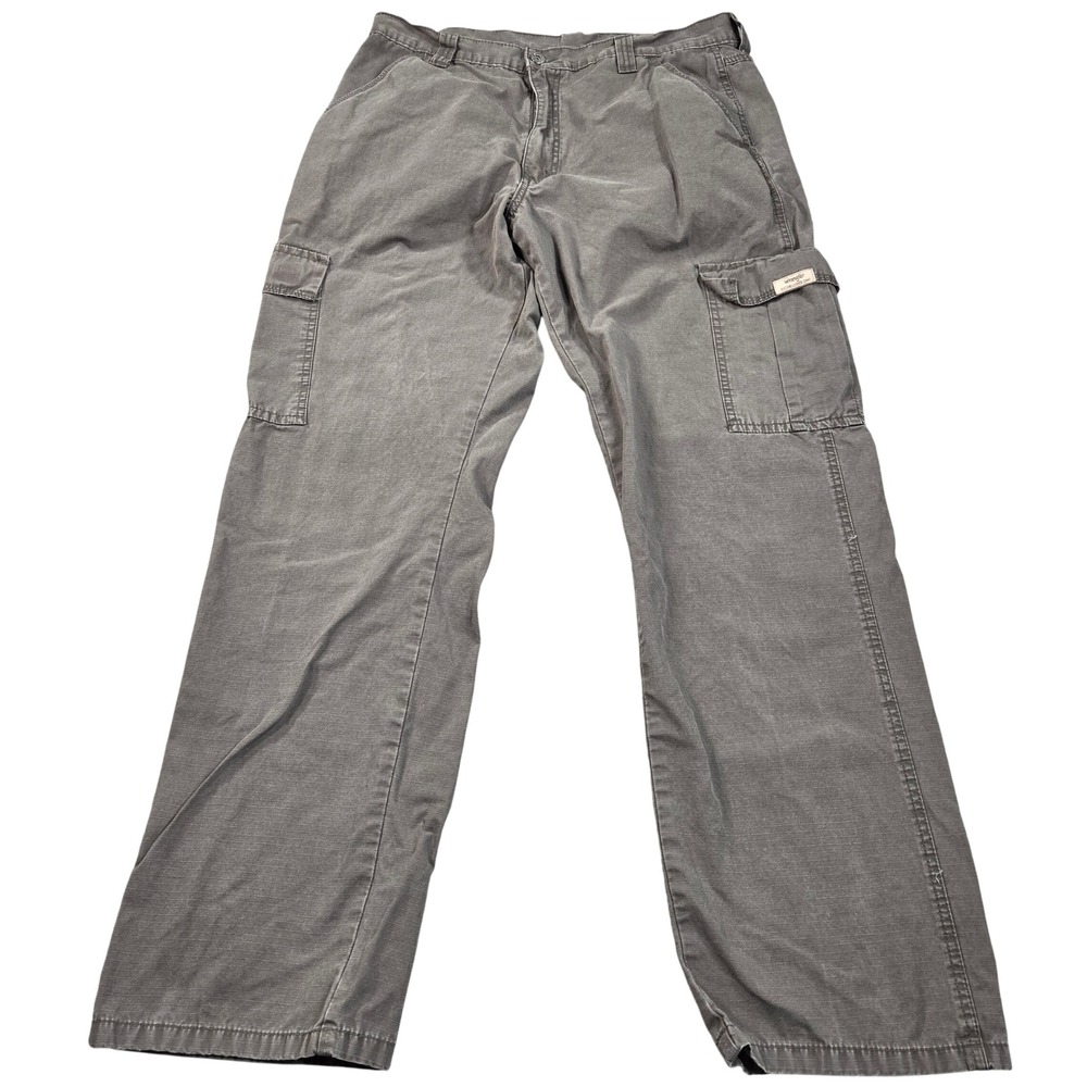 Wrangler Authentics Cargo Pants Mens 34x31 (tag 34x32) Gray Ripstop Utility